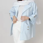 مانتو قد بلند ابی اسمانی