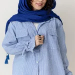 شومیز راه راه عروسکی آبی