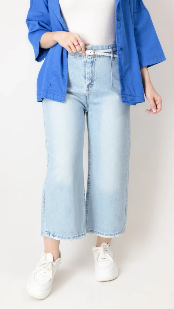 شلوار واید لگ آبی روشن