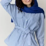 شومیز راه راه عروسکی آبی