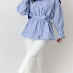 شومیز راه راه عروسکی آبی