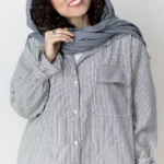 شومیز راه راه عروسکی ذغالی