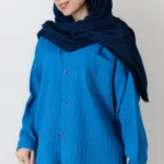 شومیز راه راه برجسته آبی کاربنی