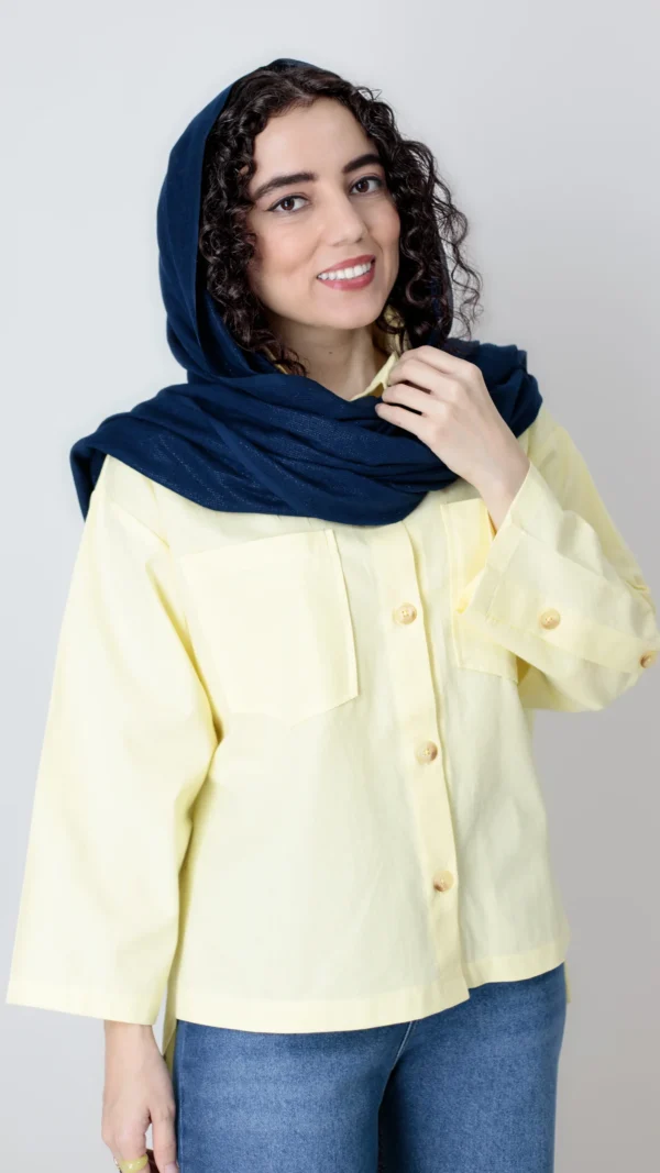 شومیز باکسی زرد کرهای