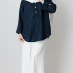 شومیز جلوبسته گلگلی سرمه ای