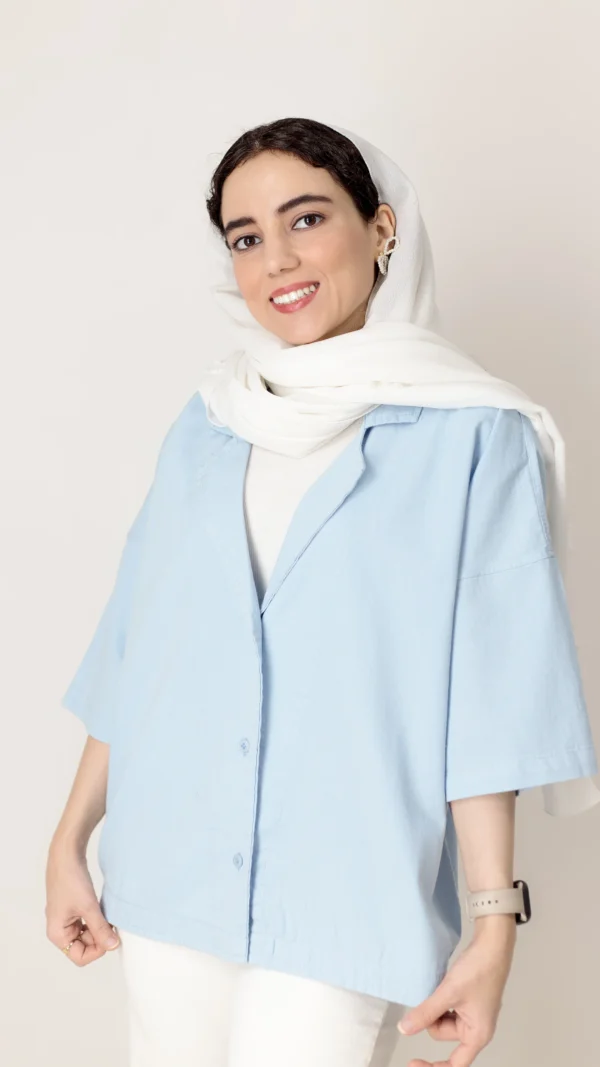 کت باکسی رنگ آبی آسمانی