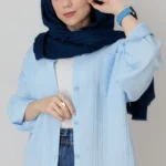 شومیز راه راه برجسته آبی