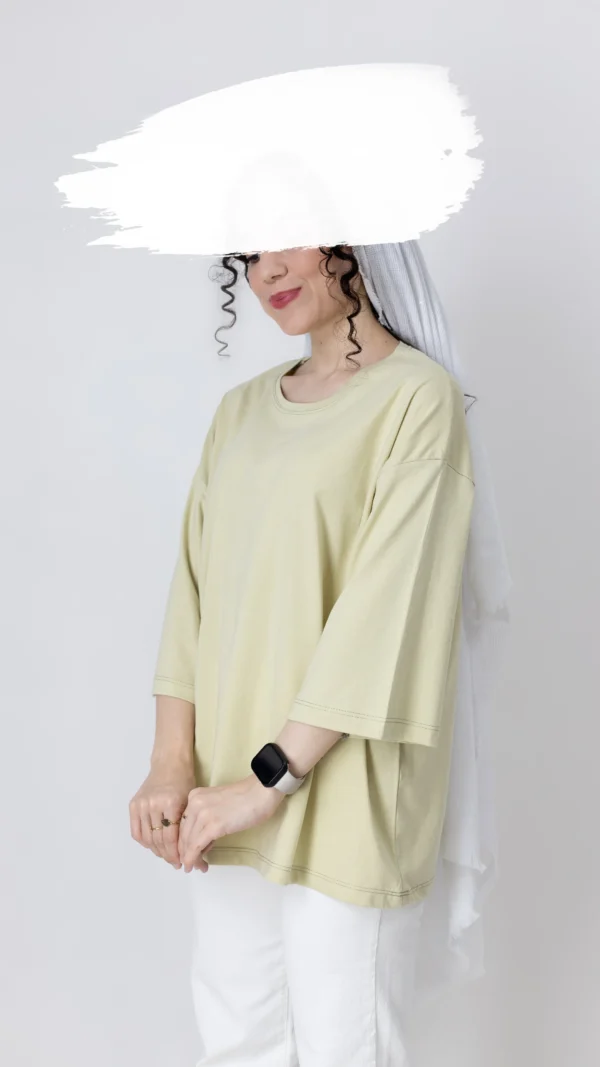 تیشرت باکسی بیسیک رنگ سبز پسته‌ای