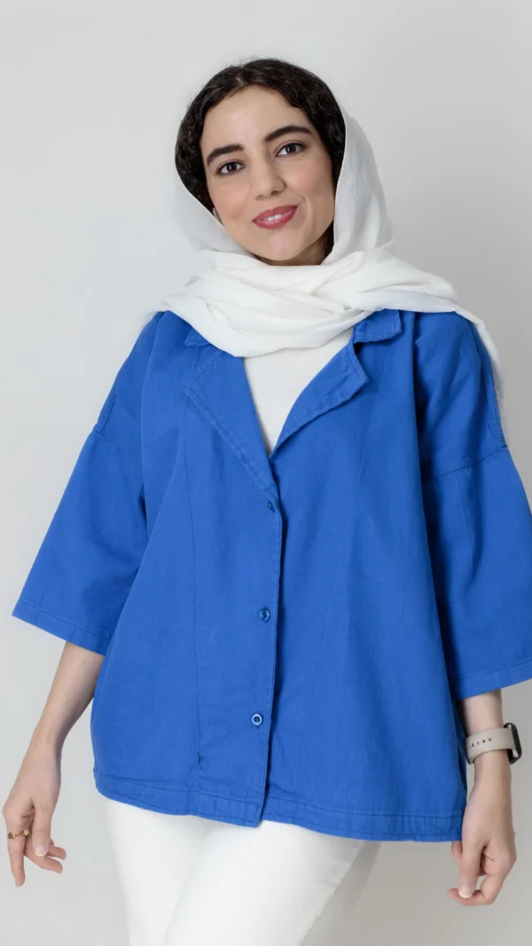 کت باکسی رنگ آبی کاربنی