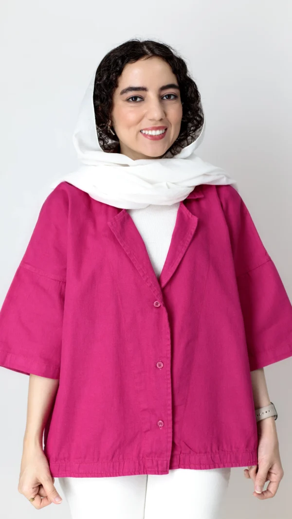 کت باکسی رنگ سرخابی