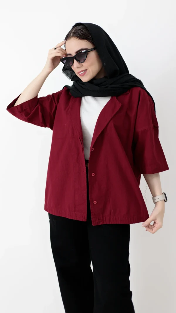 کت باکسی رنگ زرشکی