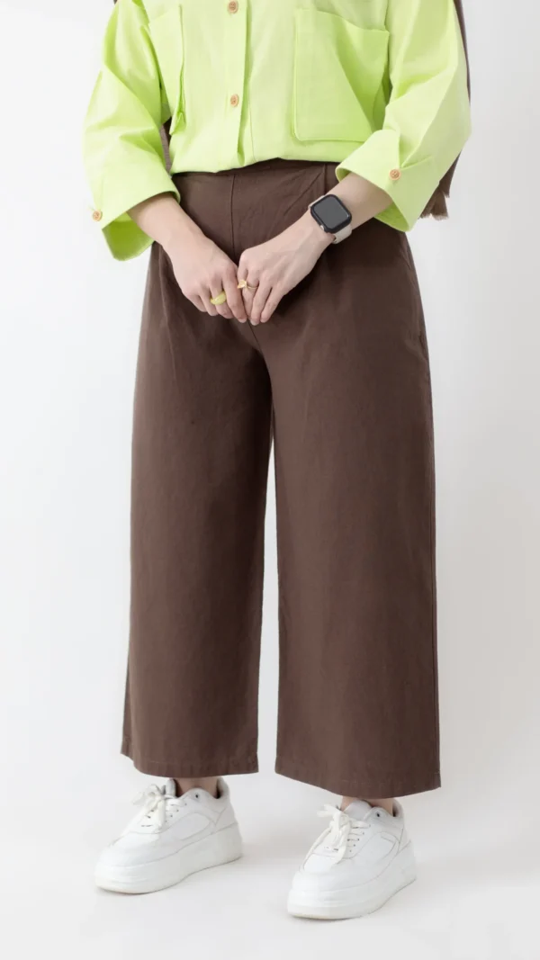 شلوار وایدلگ لینن قهوه ای