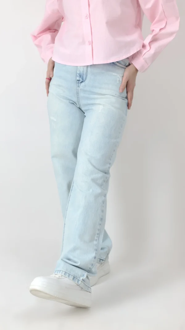 شلوار جین نیم بگ یخی