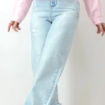 شلوار جین نیم بگ یخی