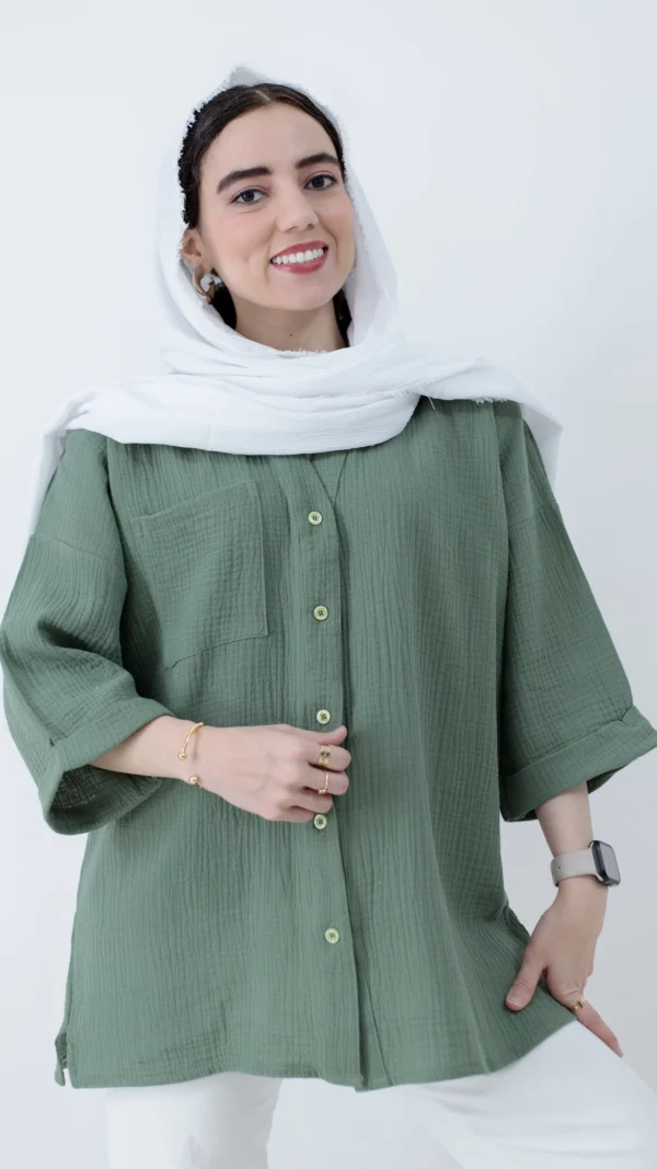 شومیز سبز یشمی