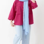 شومیز جیب پاکتی لینن رنگ سرخابی