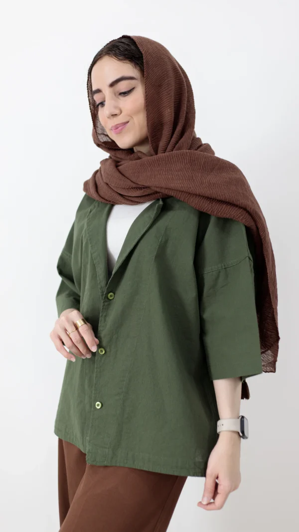 کت باکسی رنگ یشمی