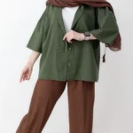 کت باکسی رنگ یشمی