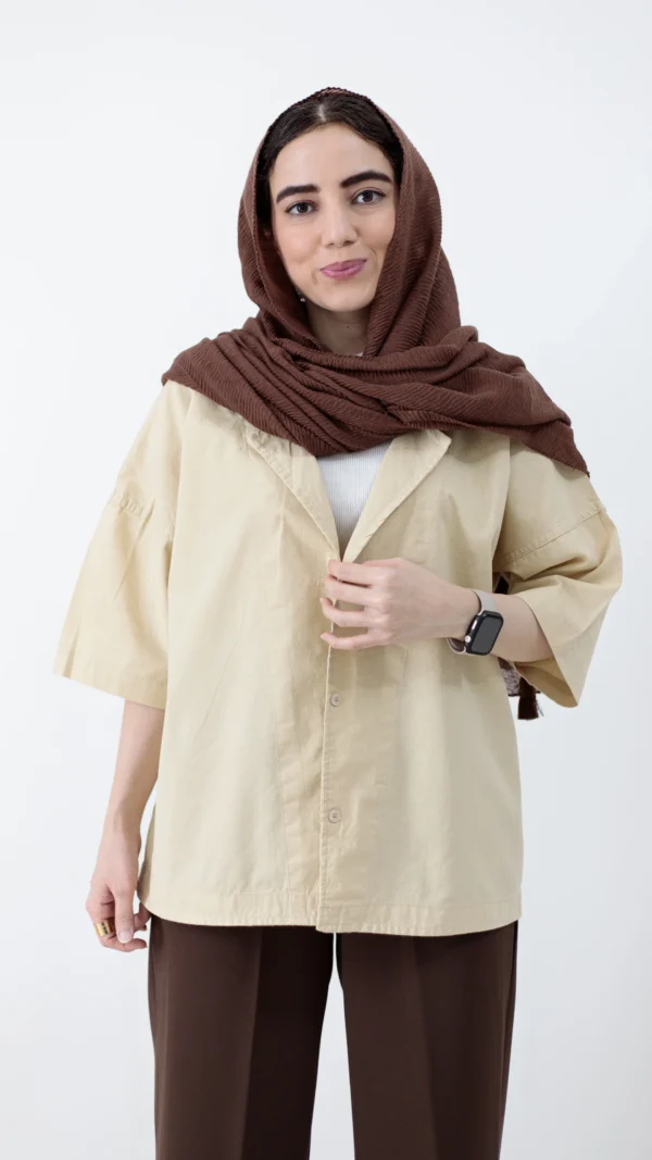 کت باکسی رنگ کرمی