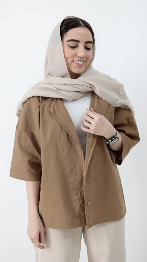 کت باکسی رنگ قهوه ای