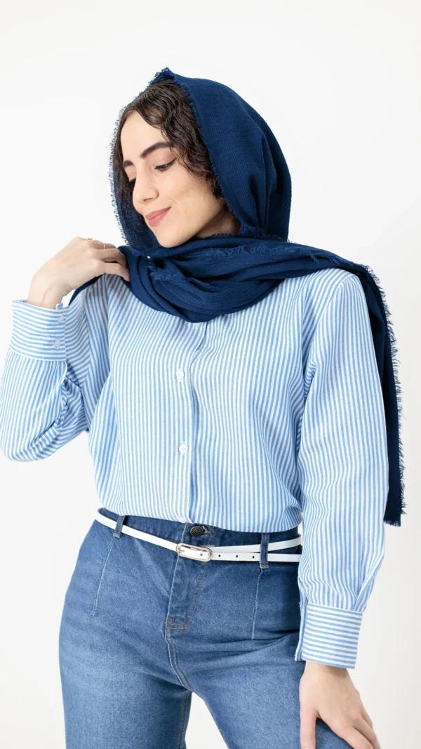 شومیز راه راه آبی