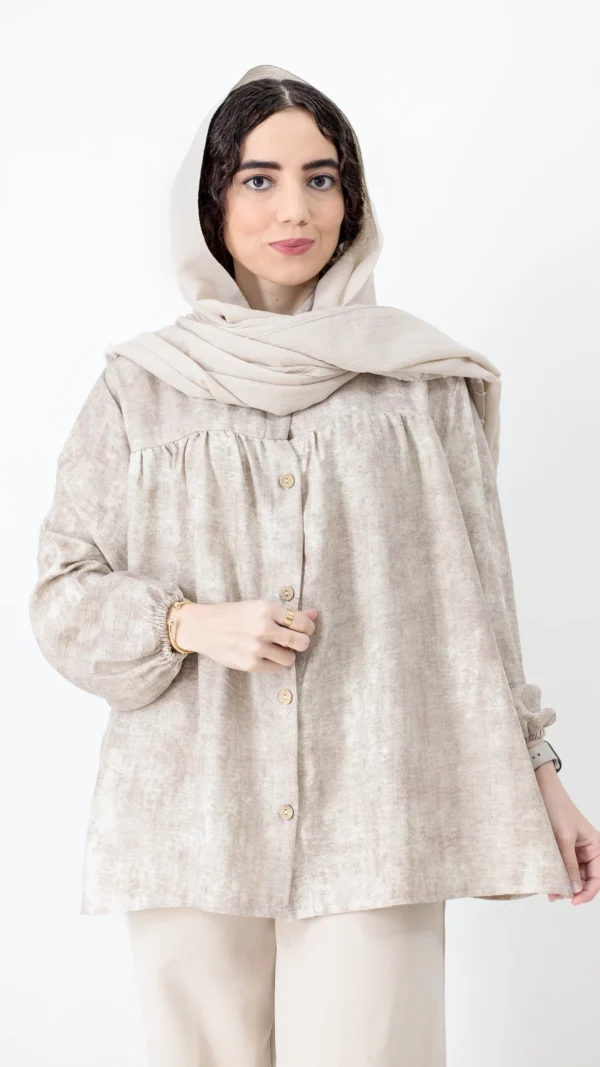 شومیز سینه چین رنگ کرمی
