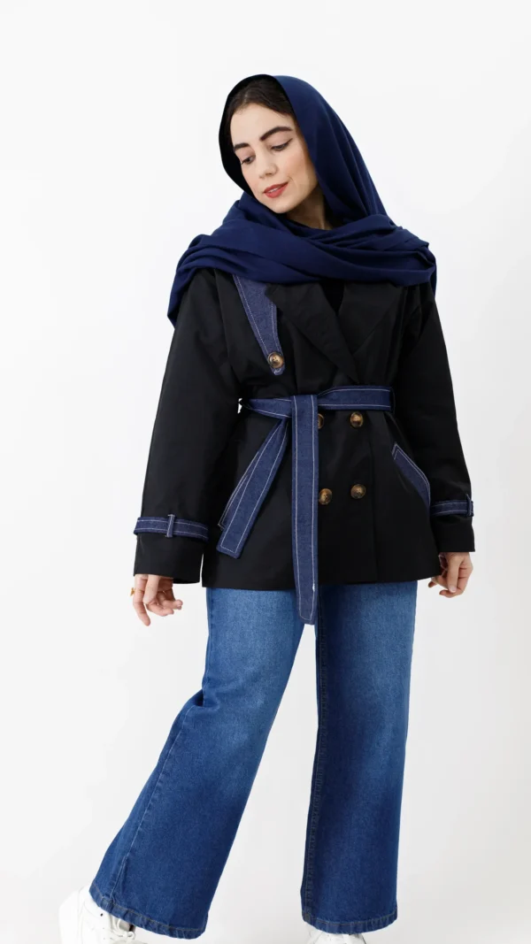 بارونی ترکیب جین آستردار مشکی