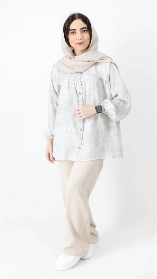 شومیز سینه چین رنگ توسی