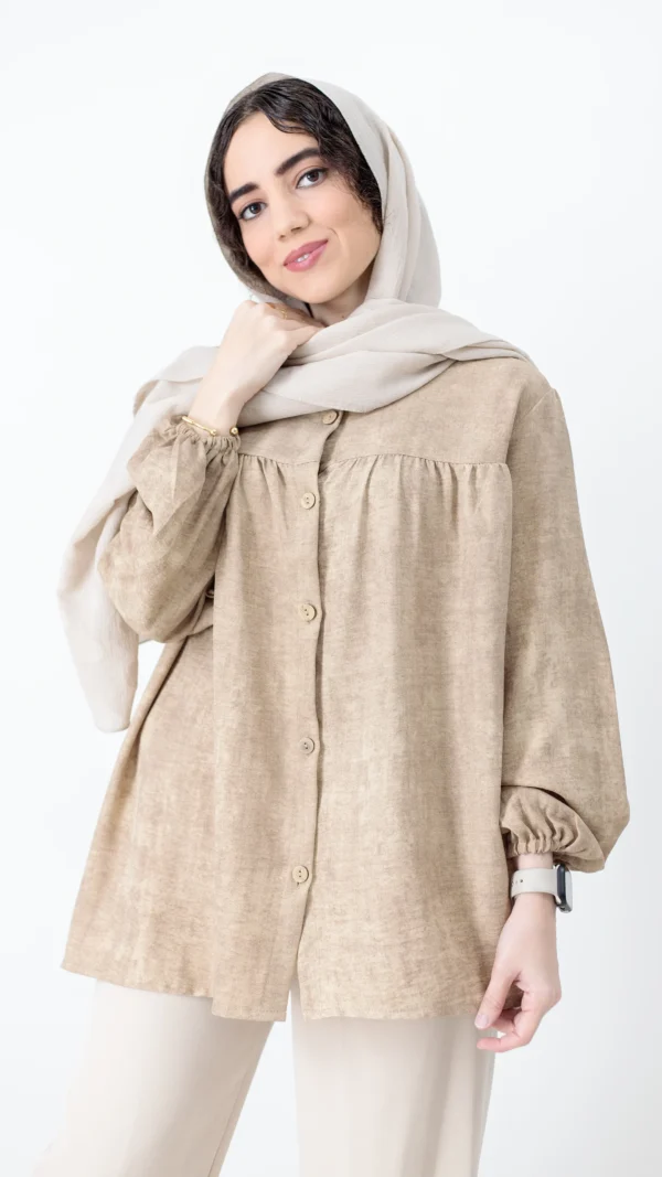 شومیز سینه چین رنگ موکا