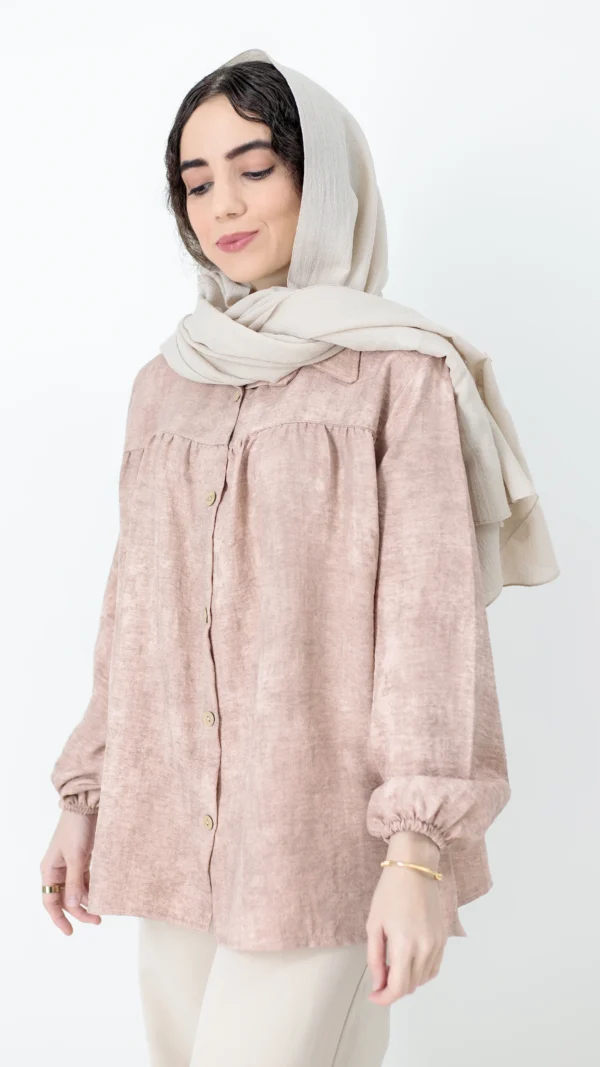 شومیز سینه چین رنگ کالباسی