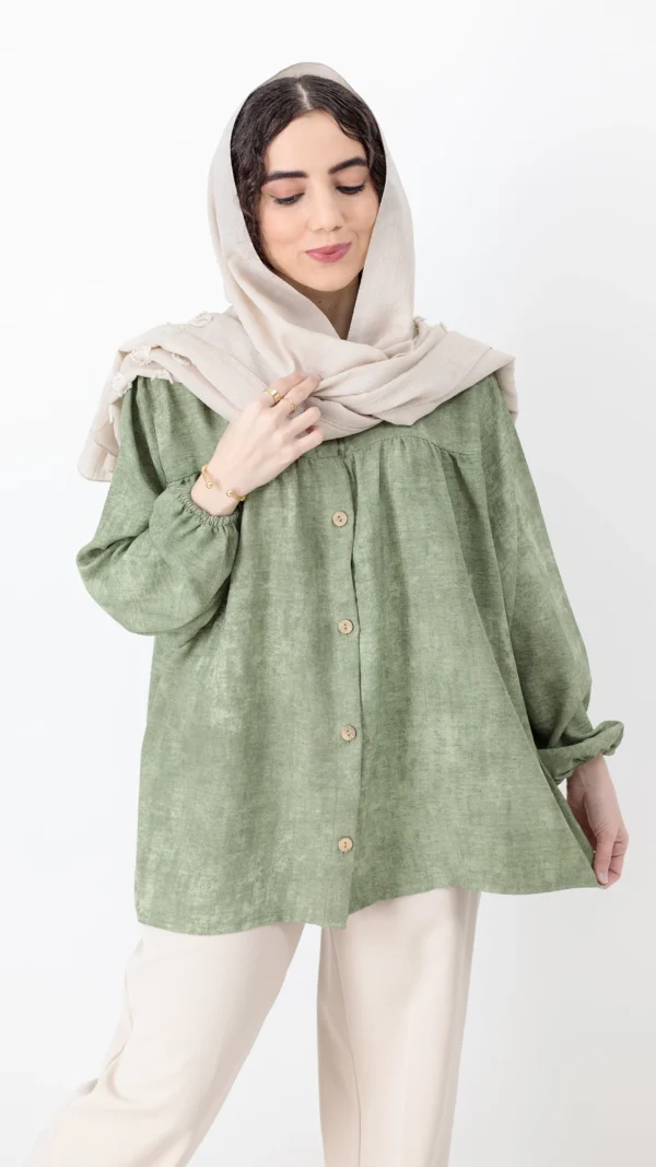 شومیز سینه چین رنگ سبز
