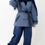 بارونی ترکیب جین آستردار سرمه ای