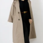 پالتو فوتر بلند آستردار رنگ کرمی