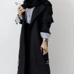 بارونی بلند کلاه دار آستر دار رنگ مشکی