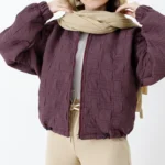 بامبر کلاه دار فریال رنگ بادمجونی