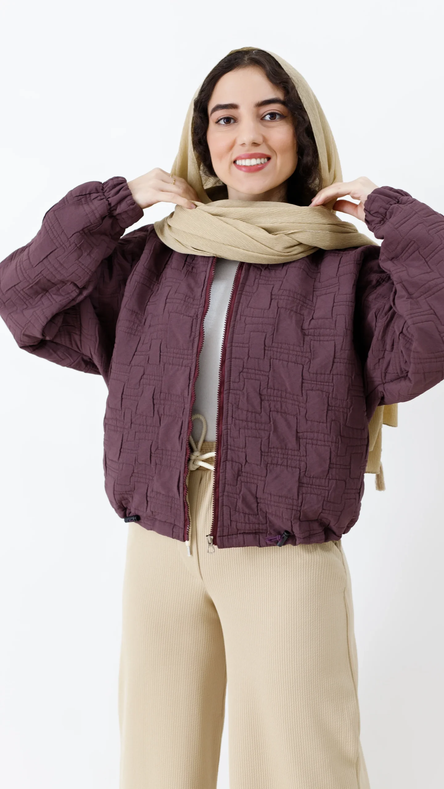 بامبر کلاه دار فریال رنگ بادمجونی بامبر کلاه دار فریال رنگ بادمجونی