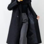 پالتو فوتر بلند آستردار رنگ مشکی