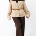 کت آستردار پاییزه رنگ نسکافه ای