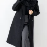 پالتو فوتر بلند آستردار رنگ مشکی