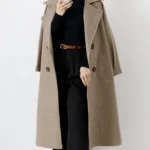پالتو فوتر بلند آستردار رنگ کرمی