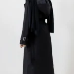 بارونی بلند کلاه دار آستر دار رنگ مشکی