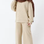 ست بلوز و شلوار اویو رنگ کرمی