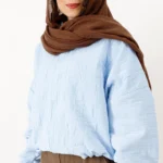 بامبر کلاه دار فریال رنگ آبی آسمانی