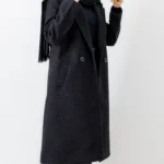 پالتو فوتر بلند آستردار رنگ مشکی