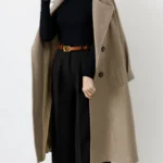 پالتو فوتر بلند آستردار رنگ کرمی