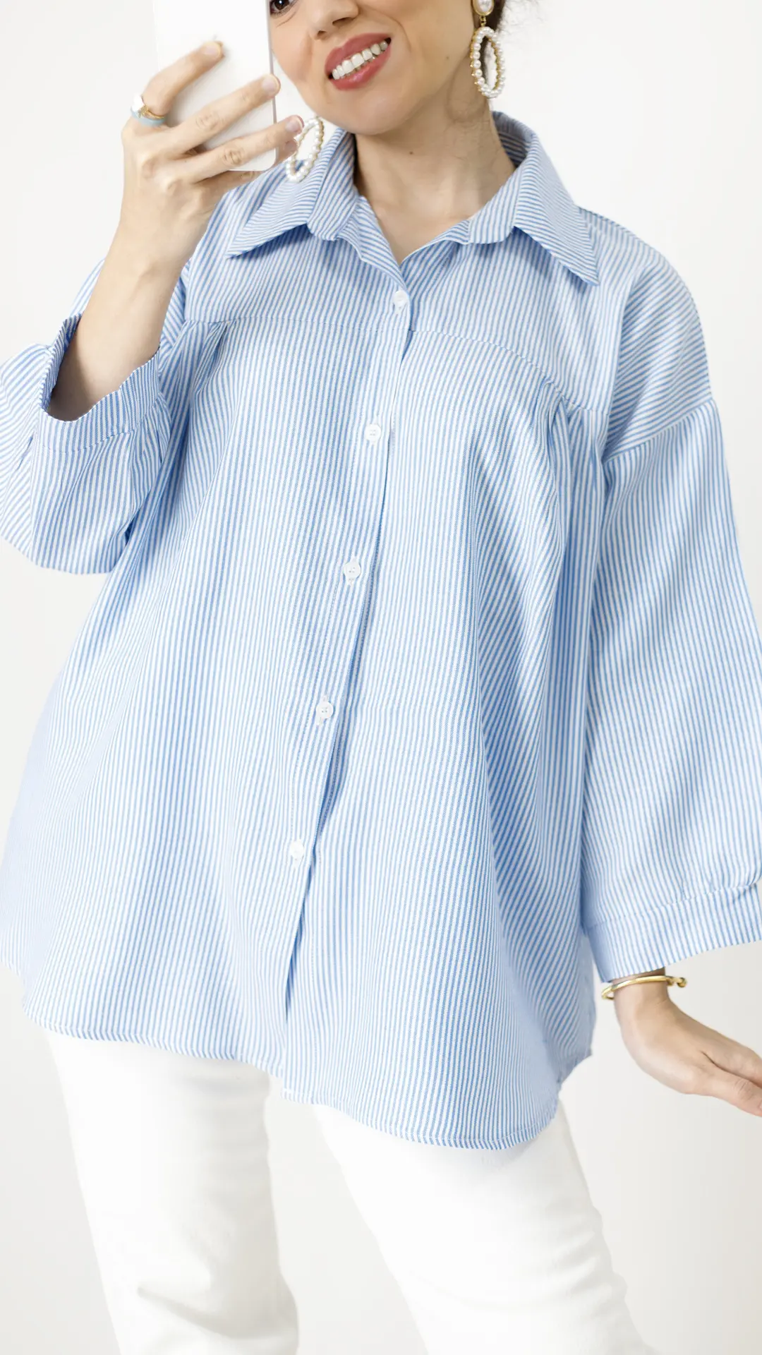 شومیز سینه چین راه اه آبی شومیز سینه چین راه اه آبی