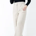 شلوار بگ فوتر رنگ کرمی