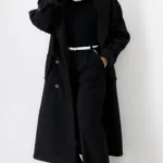 پالتو فوتر بلند آستردار رنگ مشکی