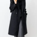 پالتو فوتر بلند آستردار رنگ مشکی