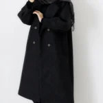 پالتو فوتر بلند آستردار رنگ مشکی